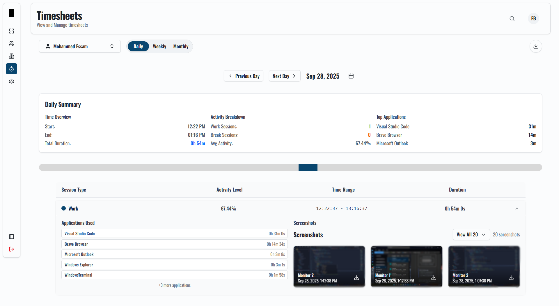 TimePerch automated timesheet generator showing detailed employee time tracking reports and productivity analytics
